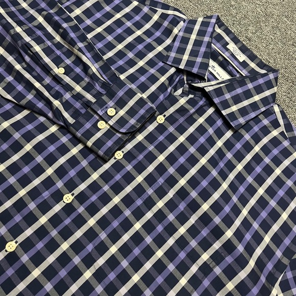 Peter Millar Other - Peter Millar Mens XL Purple Plaid Button Shirt Long‎ Sleeve Cotton Silk Blend